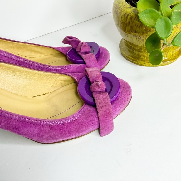 VINTAGE Kate Spade Purple Leather Button Heels - In Great Condition Size 6 W - Picture 7 of 9